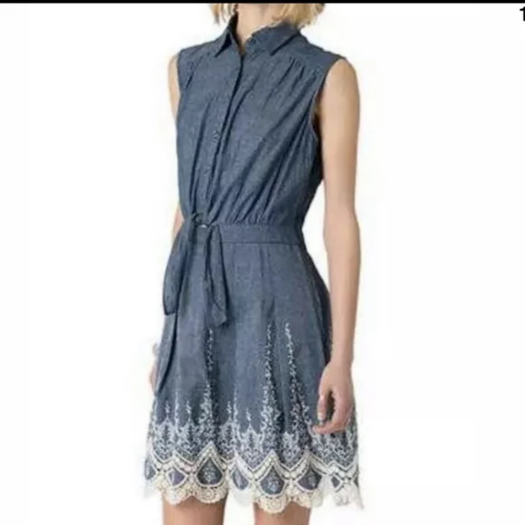 ECI | Dresses | Nwot Eci Lace And Chambray Dress | Poshmark